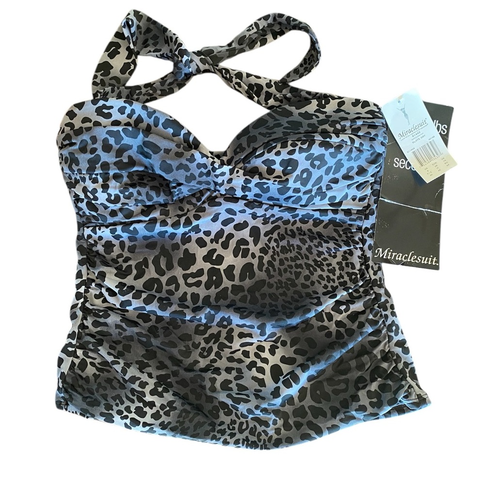 Miraclesuit Leopard Print Tankini (top only) Size 8 NWT